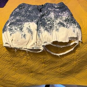 Stylish Black and Cream Distressed Women Shorts